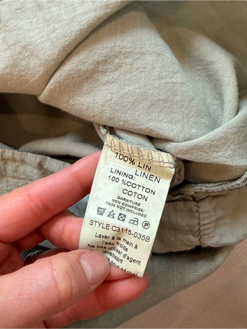 100% linen V-Neck Linen Shift Dress in dusty Sage medium to large - Picture 10 of 12